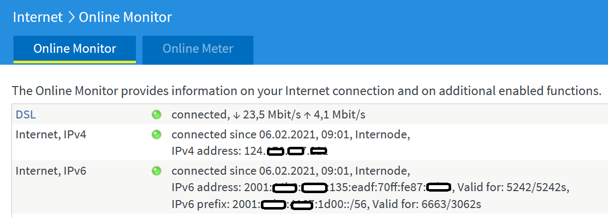 Fritz!Box ipv6 status image